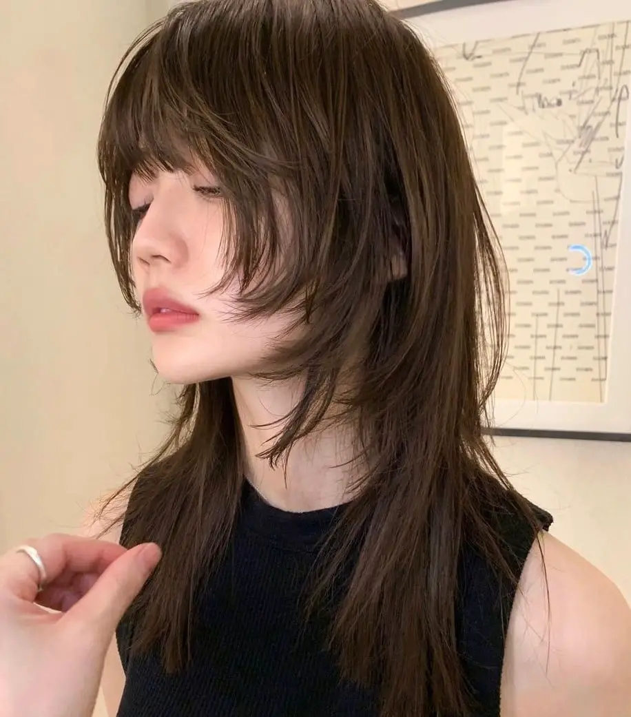 Collarbone Shag With Full Bangs, Wavy — Simple Korean Hair