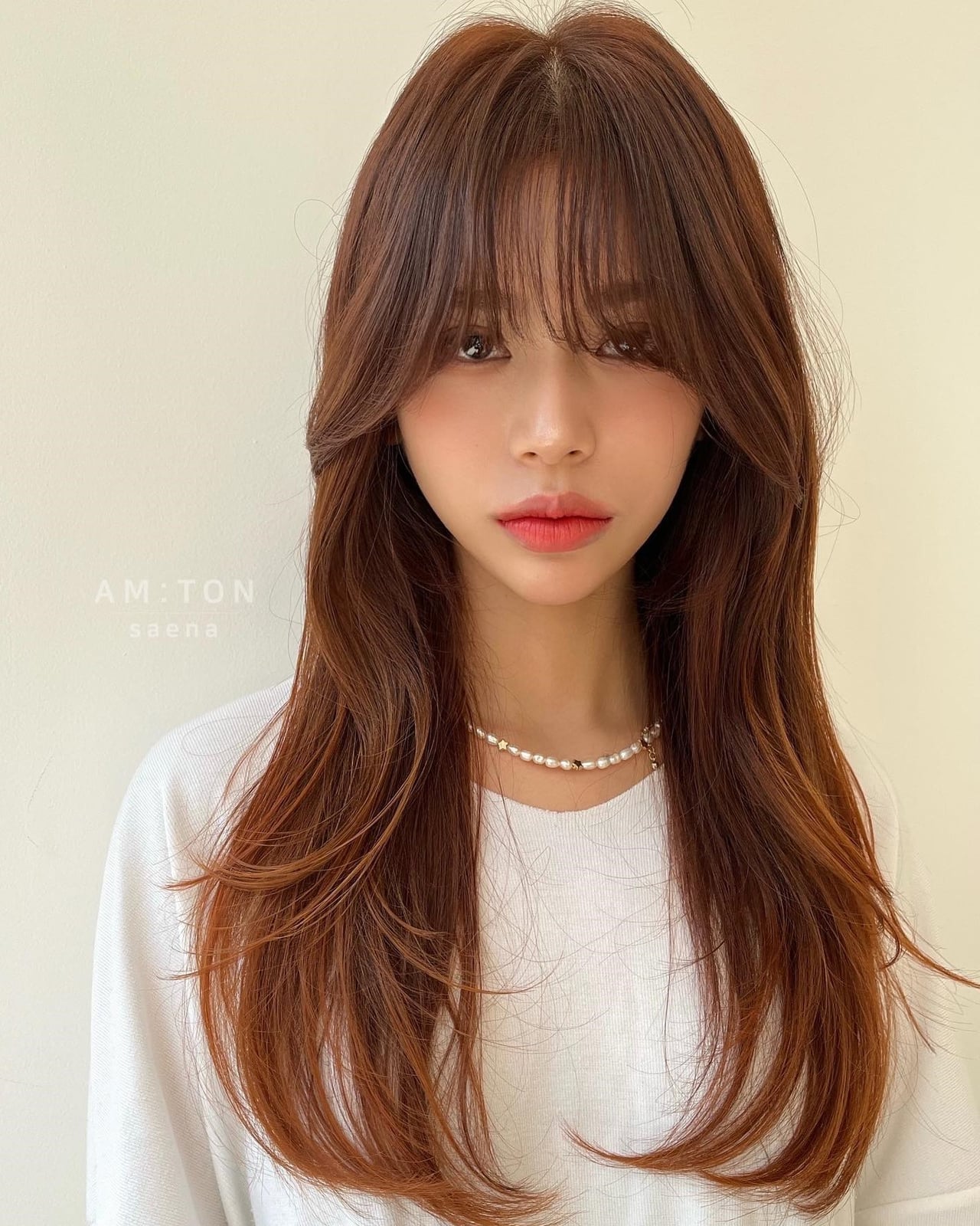Mid-Back Layers With Copper Highlights — Simple Korean Hair
