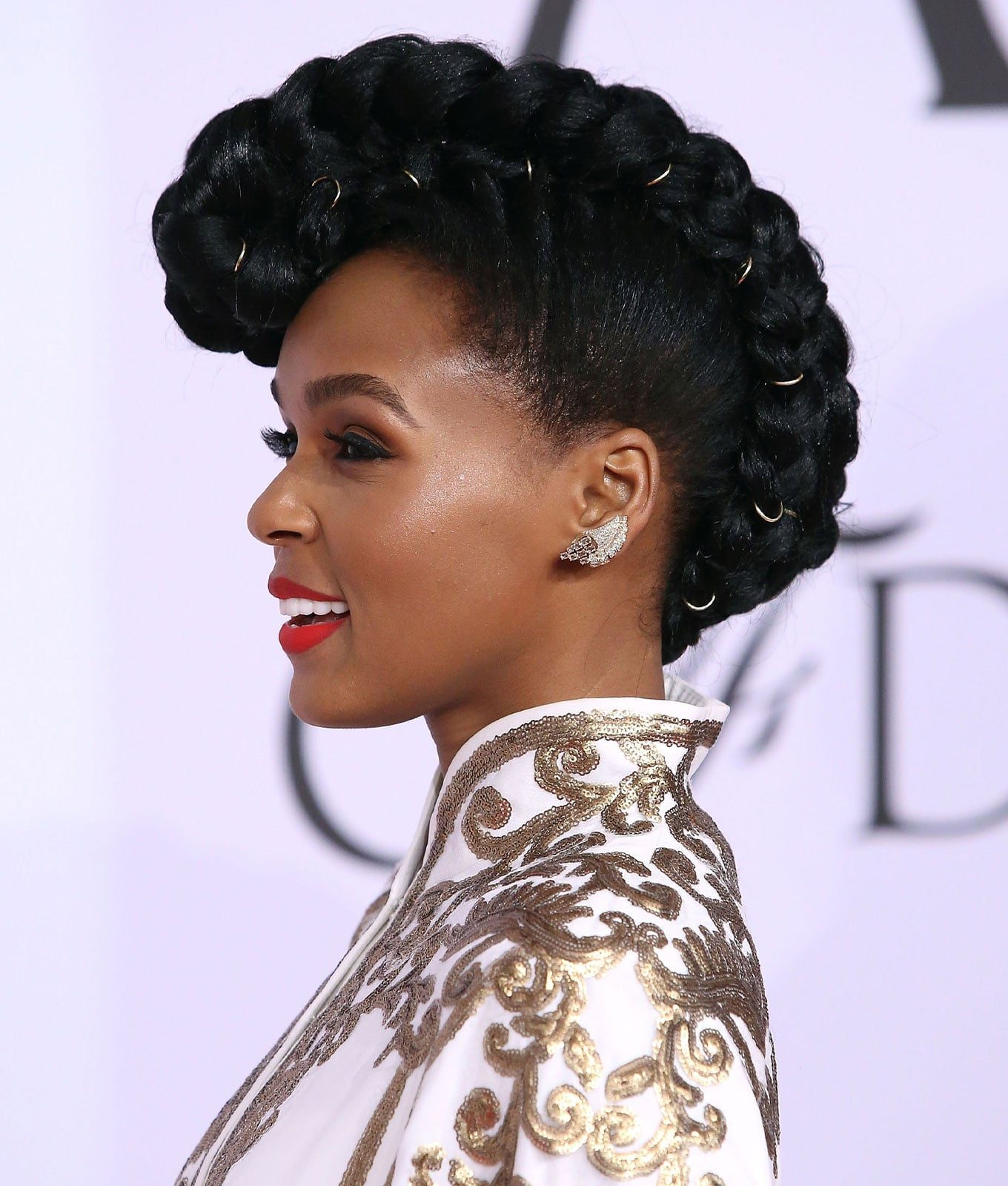 Black Braided Mohawk With Gold Accents Black Braided Mohawk With Gold Accents — Simple Large Braids