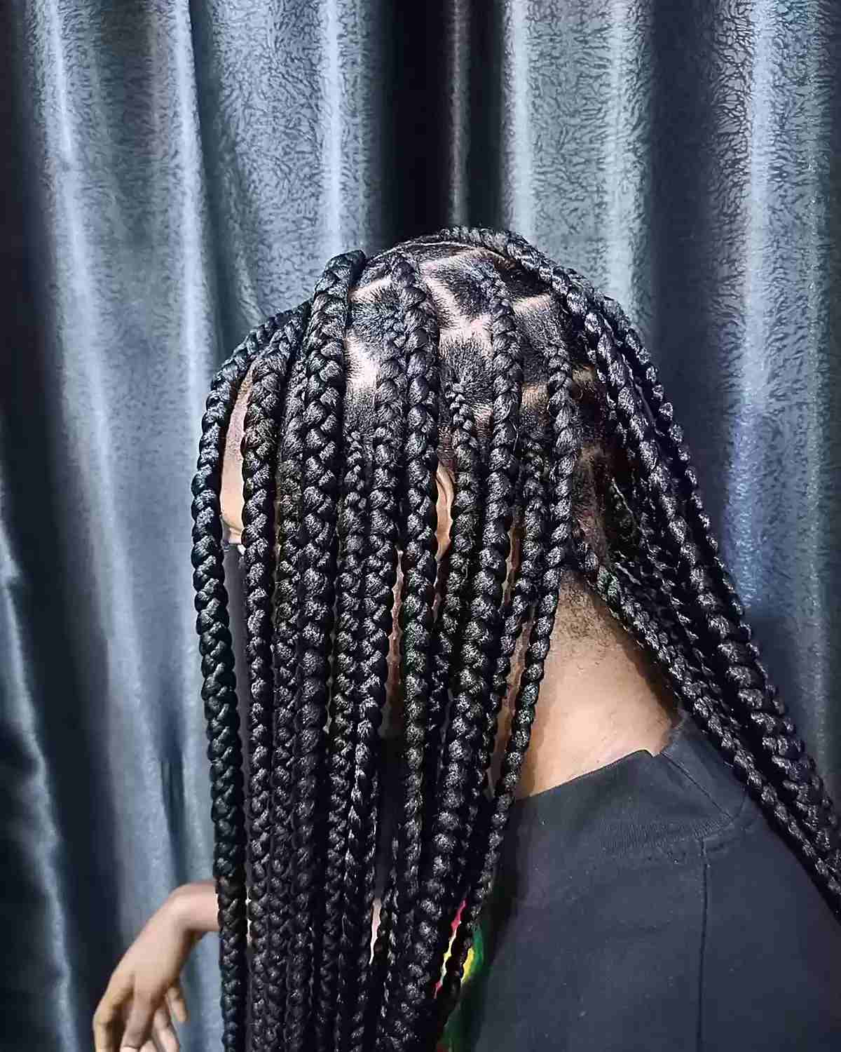 Long Black Knotless Box Braids Long Black Knotless Box Braids — Simple Large Braids