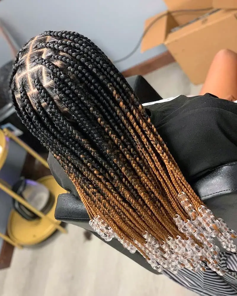 Ombre Knotless Braids With Clear Beads Ombre Knotless Braids With Clear Beads — Simple Large Knotless Braids