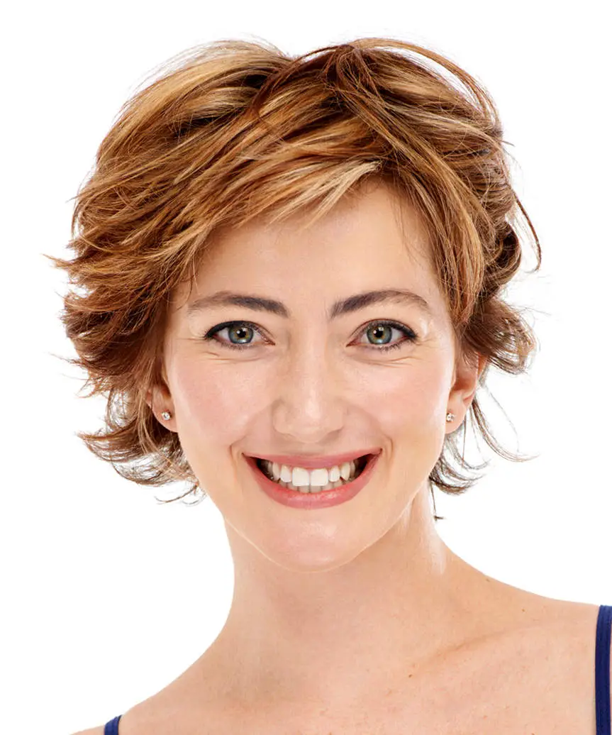 Textured Chin Bob In Reddish Brown, Wavy — Simple Layer Bob