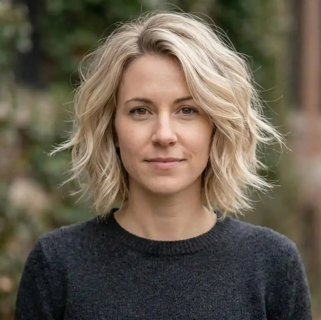Chin Bob With Choppy Ash Blonde Layers — Simple Layer Bob