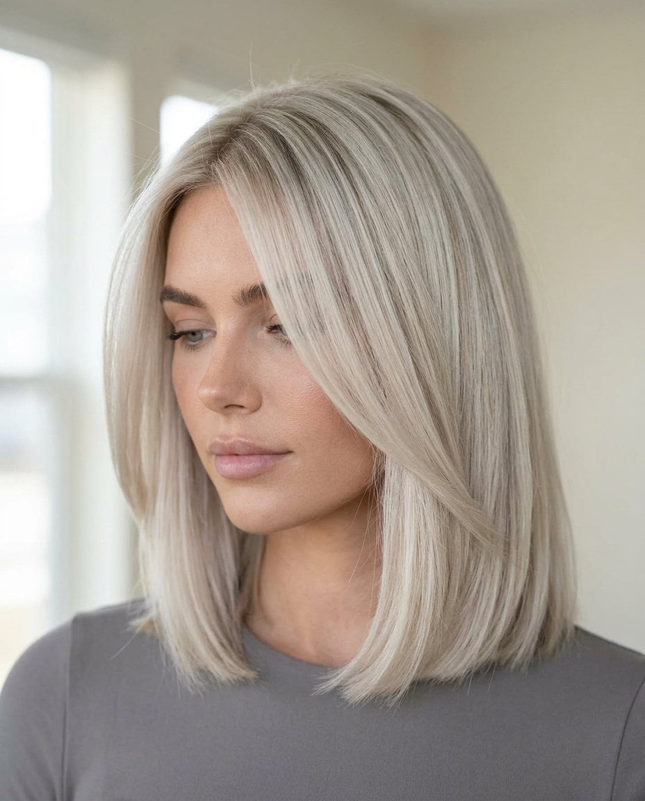 Collarbone Lob With Soft Waves And Wispy Bangs Collarbone Lob With Soft Waves And Wispy Bangs — Simple Layered Haircuts for Medium Hair