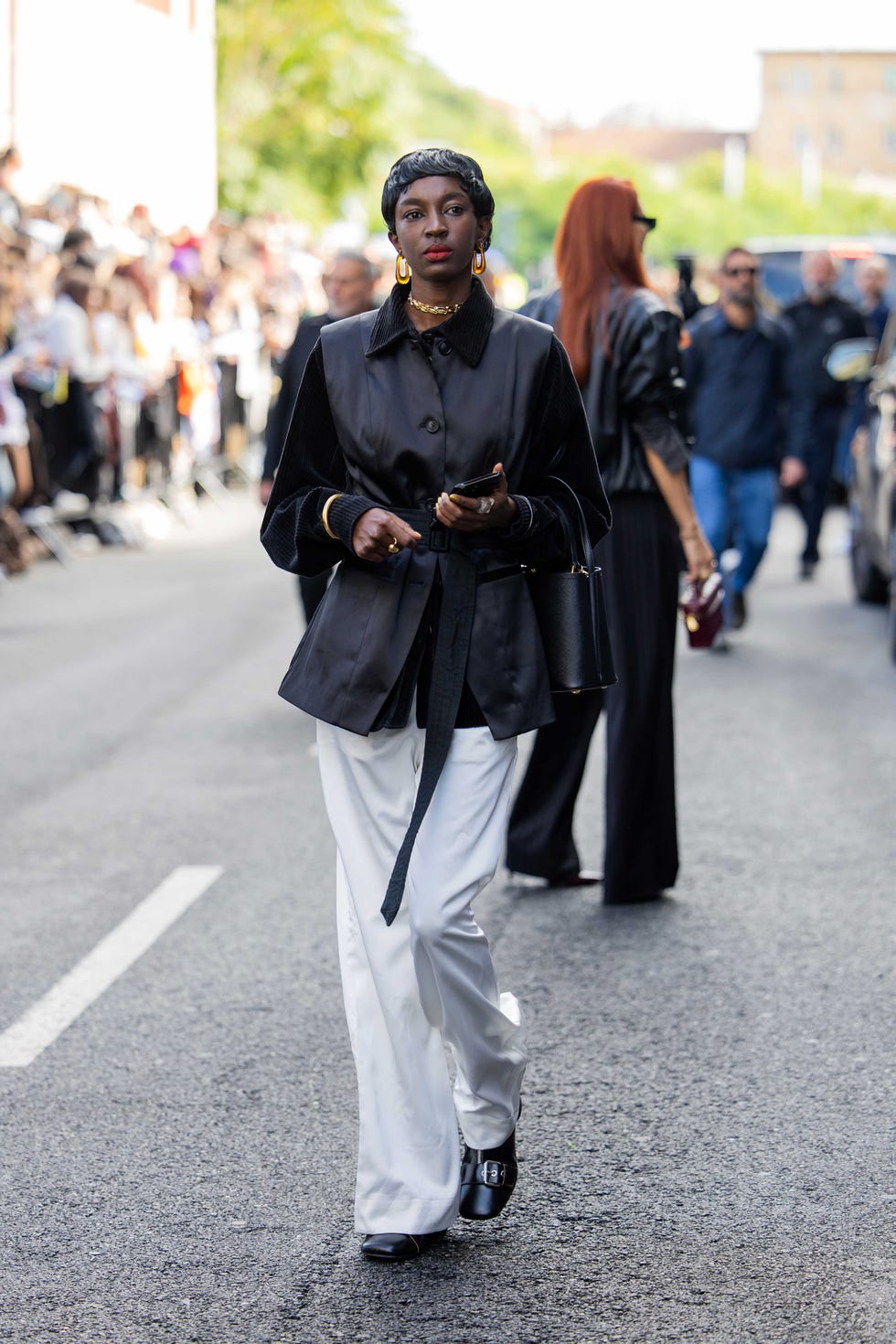 Belted Jacket With Velvet Sleeves Belted Jacket With Velvet Sleeves — Simple Layered Ideas