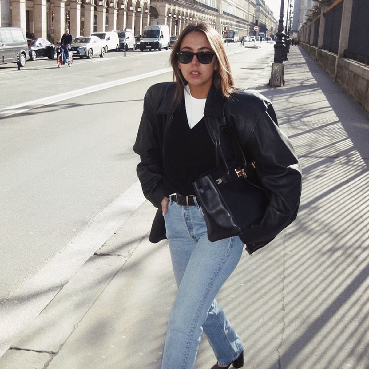 Oversized Leather Jacket With Relaxed Jeans Oversized Leather Jacket With Relaxed Jeans — Simple Layered Ideas