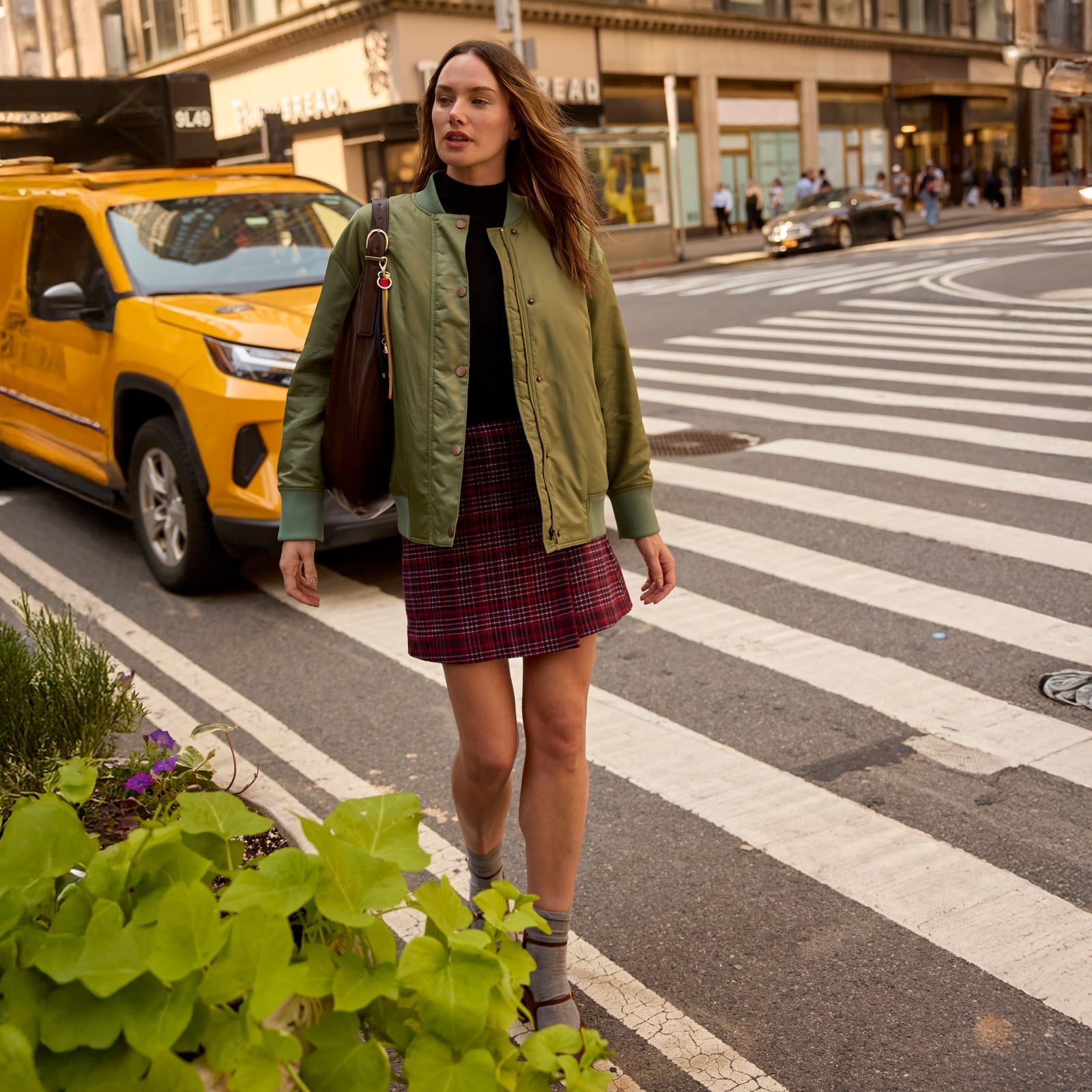 Olive Bomber Jacket Over Black Turtleneck Olive Bomber Jacket Over Black Turtleneck — Simple Layered Ideas