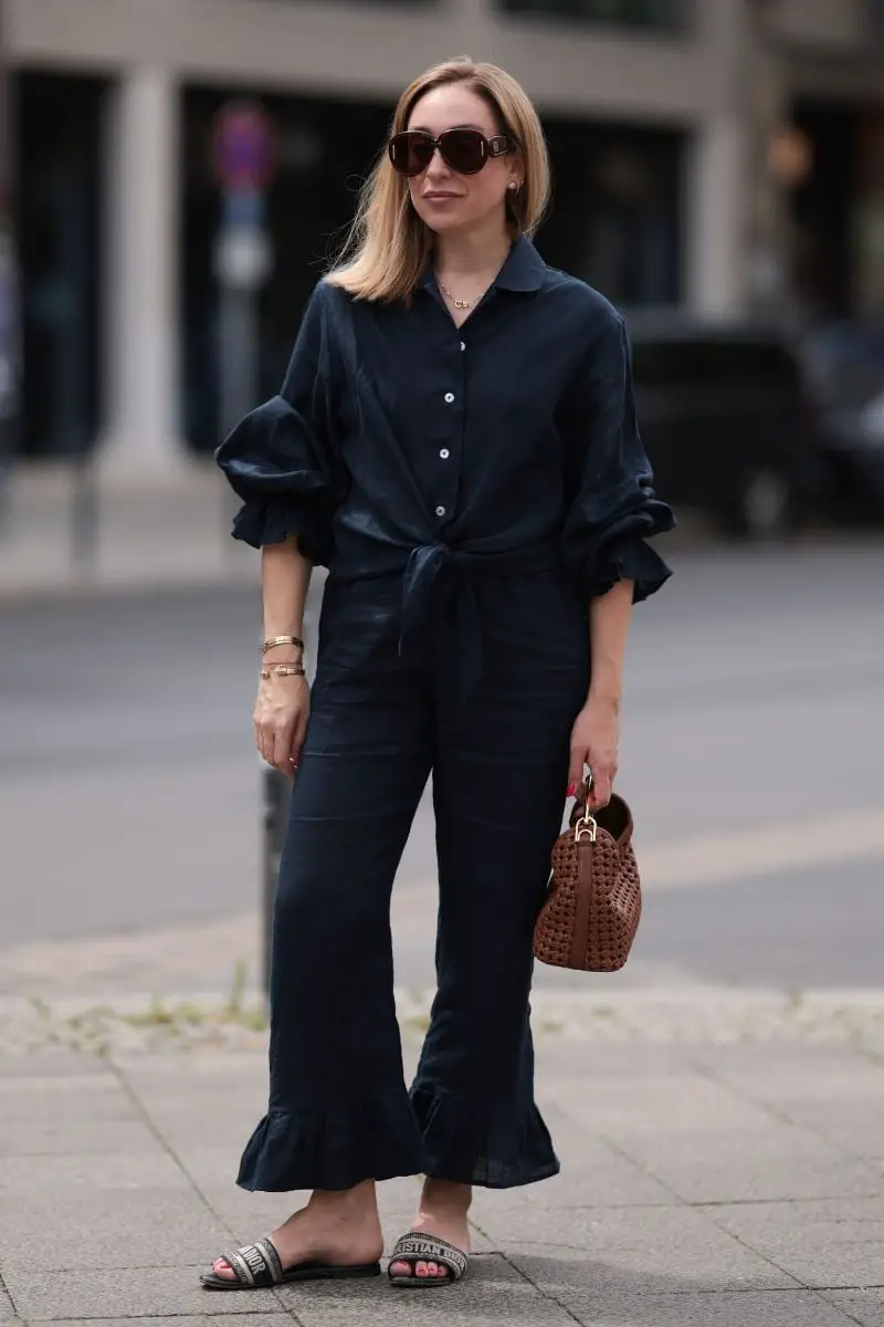 Navy Linen Shirt With Matching Trousers Navy Linen Shirt With Matching Trousers — Simple Layered Ideas