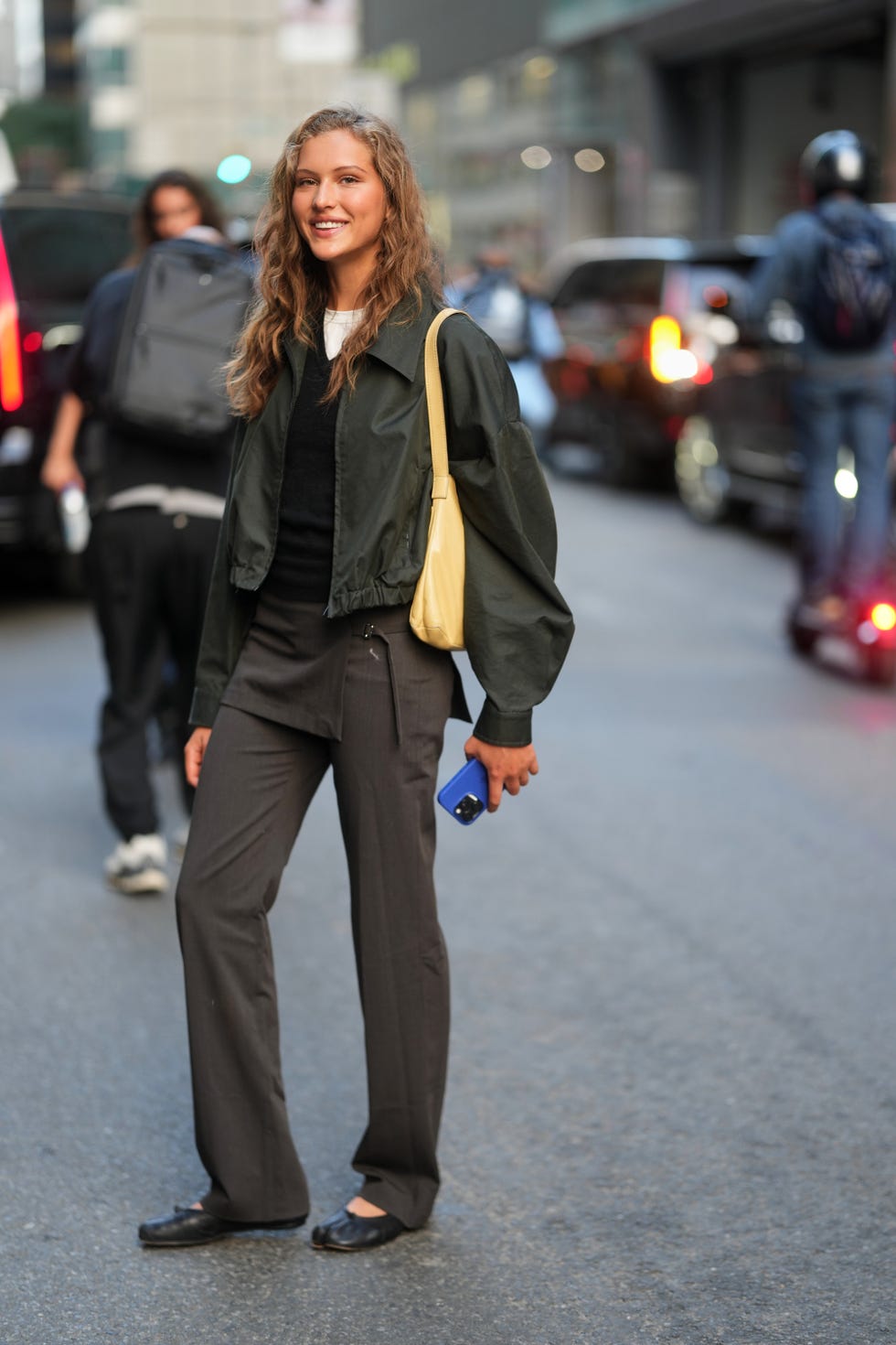 Cropped Dark Green Jacket Over Sweater Cropped Dark Green Jacket Over Sweater — Simple Layered Ideas