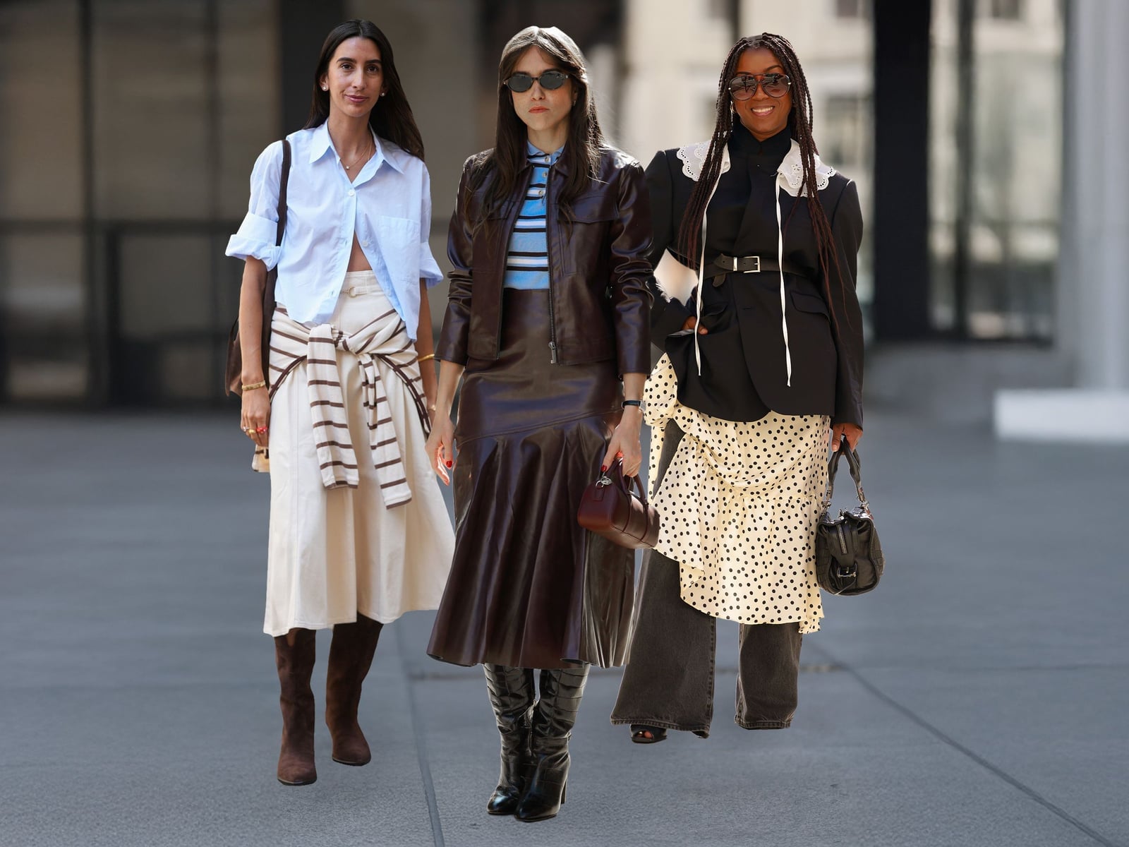 Leather Jacket With Flared Leather Skirt Leather Jacket With Flared Leather Skirt — Simple Layered Ideas