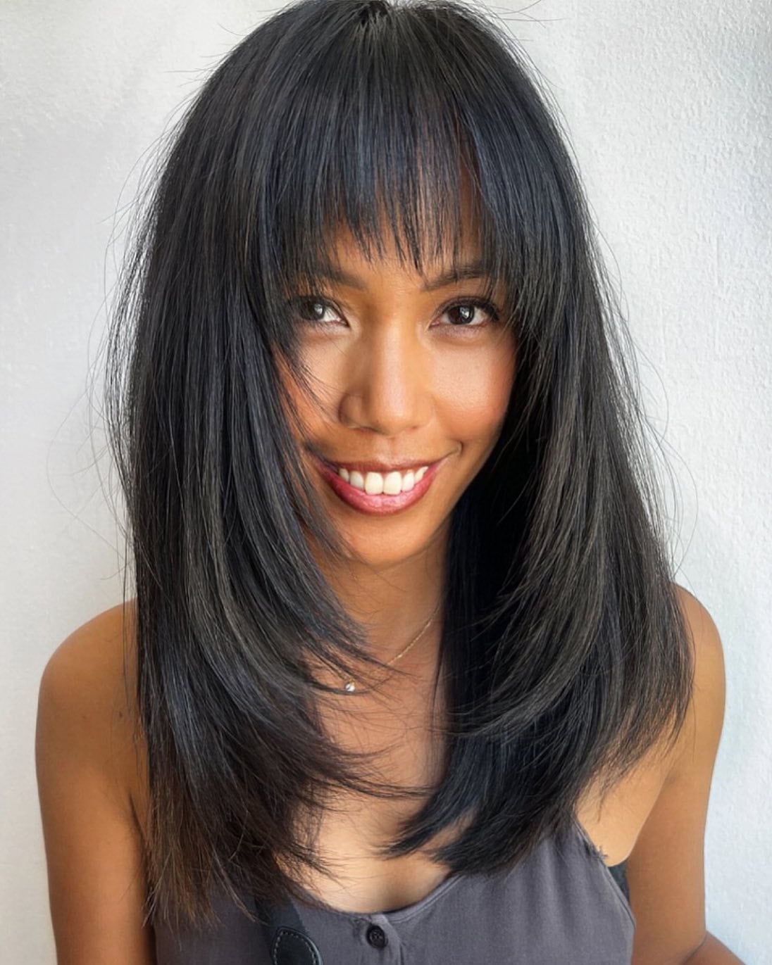 Shoulder Length Cut With Blunt Bangs Shoulder Length Cut With Blunt Bangs — Simple Layers Hairstyles