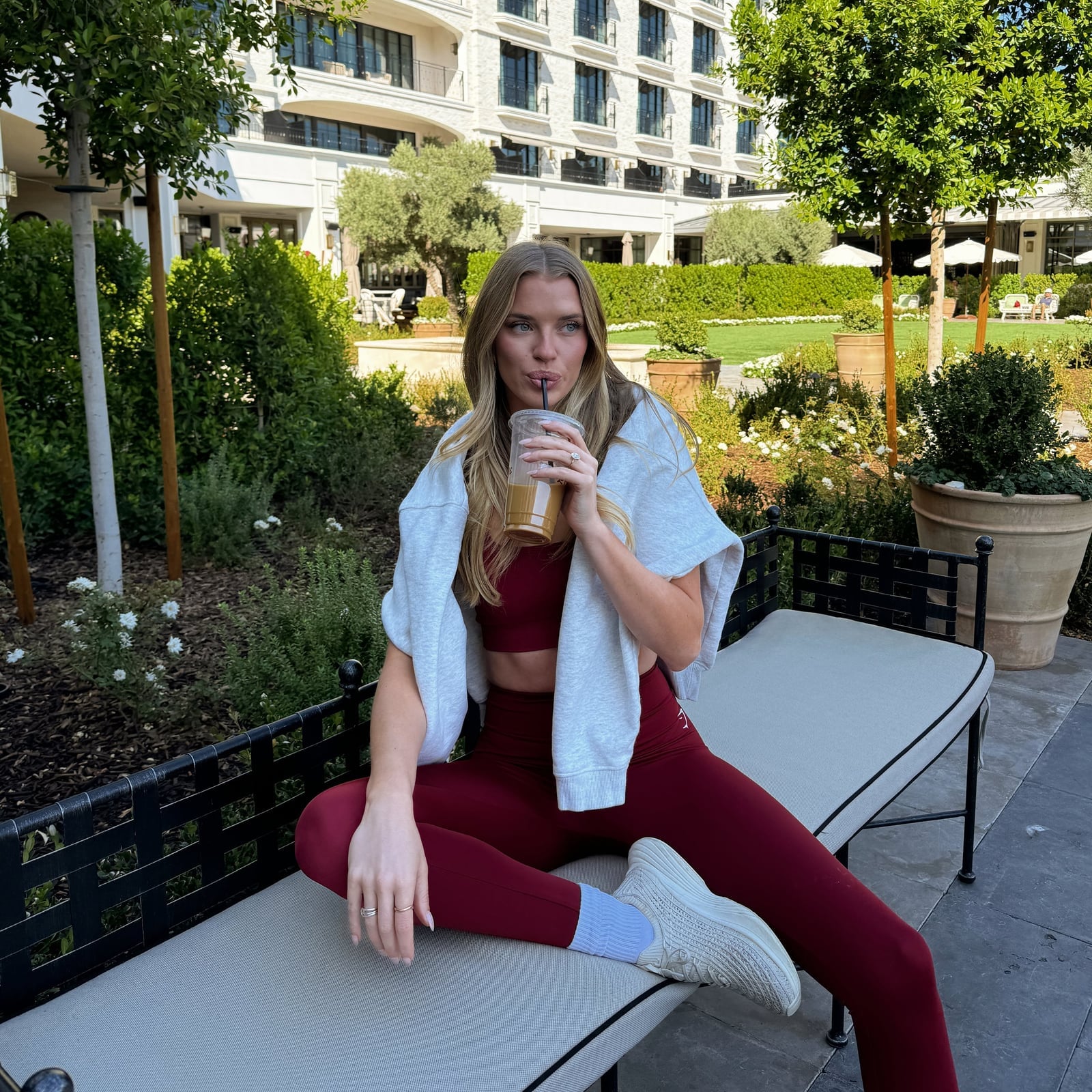 Burgundy Ribbed Set with Tied Sweatshirt Burgundy Ribbed Set with Tied Sweatshirt — Simple Leggings Outfits Casual