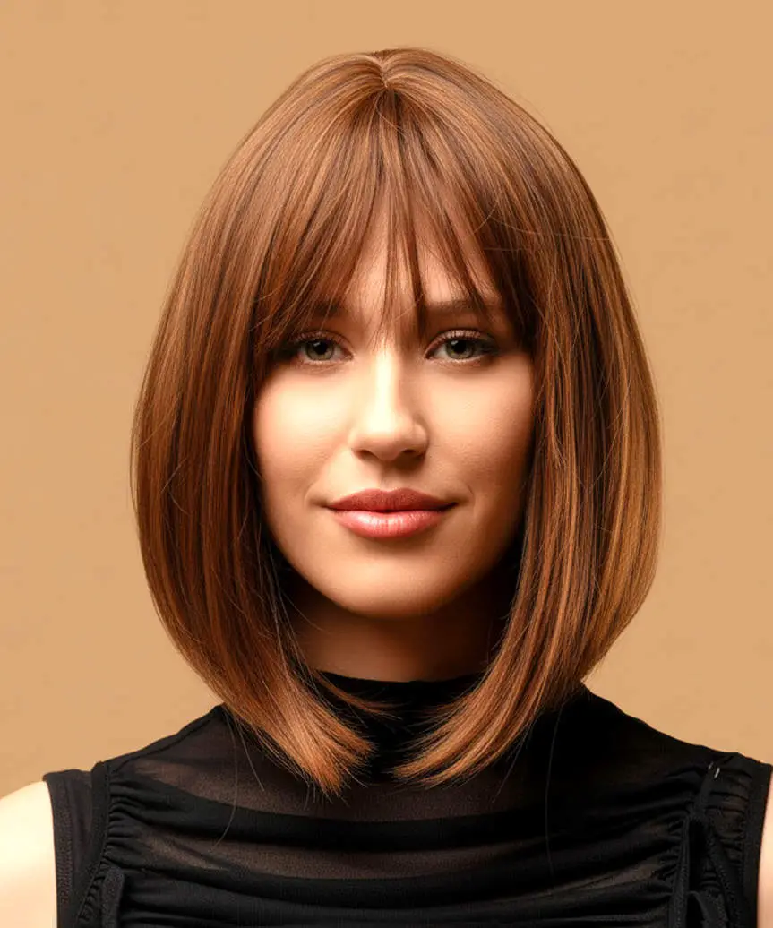 Collarbone Bob With Auburn Highlights Collarbone Bob With Auburn Highlights — Simple Lengths Bob