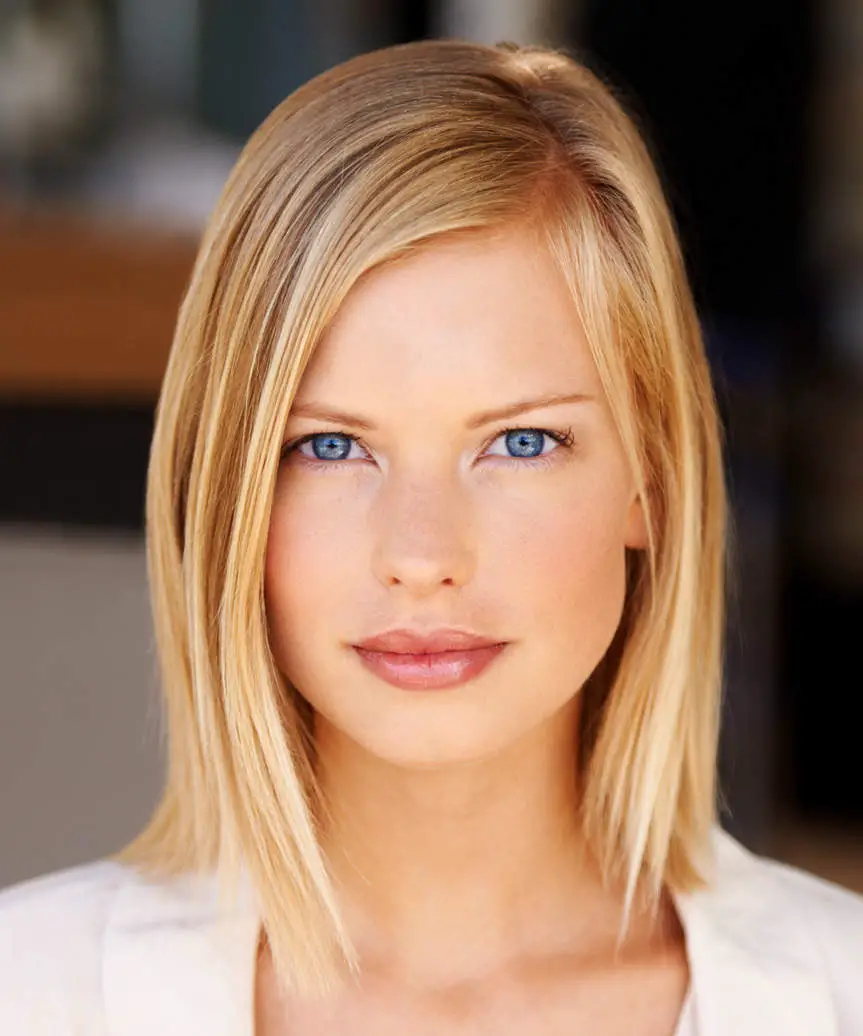 Asymmetrical Blonde Bob With Side Bangs Asymmetrical Blonde Bob With Side Bangs — Simple Lengths Bob