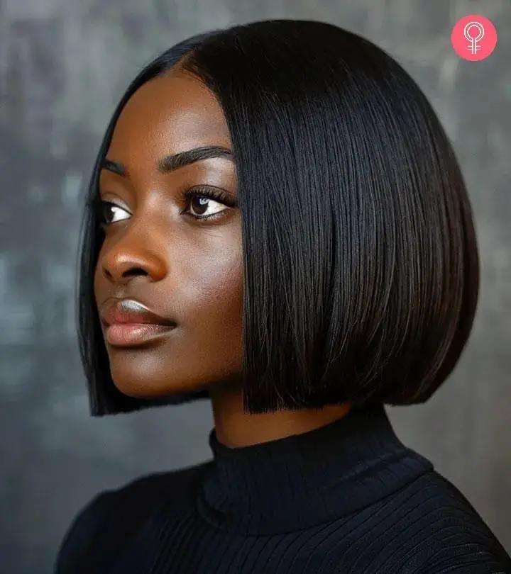 Sharp Chin Length Black Bob Sharp Chin Length Black Bob — Simple Lengths Bob