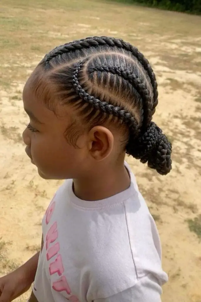 Cornrows Leading to a Braided Bun — Simple Little Girl Braids
