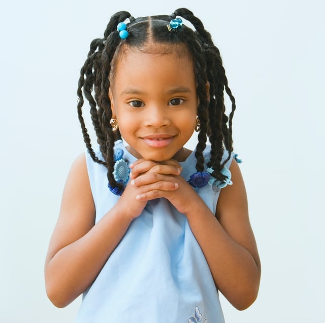 Box Braids With Blue Beads — Simple Little Girl Braids
