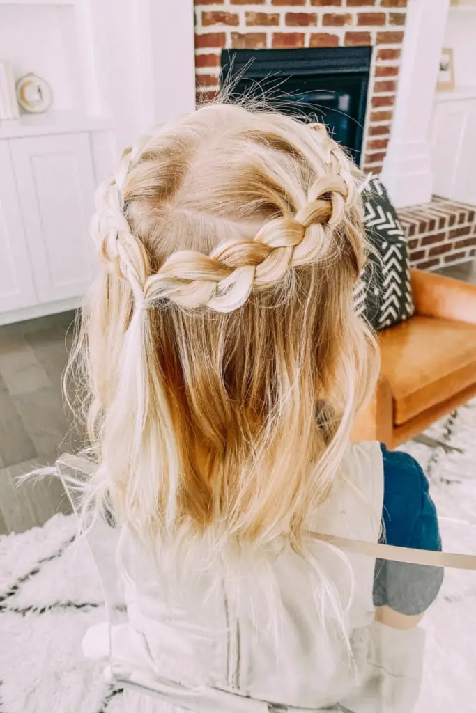 Shoulder Length Half Updo With Braided Crown Shoulder Length Half Updo With Braided Crown — Simple Little Girl Hairstyles