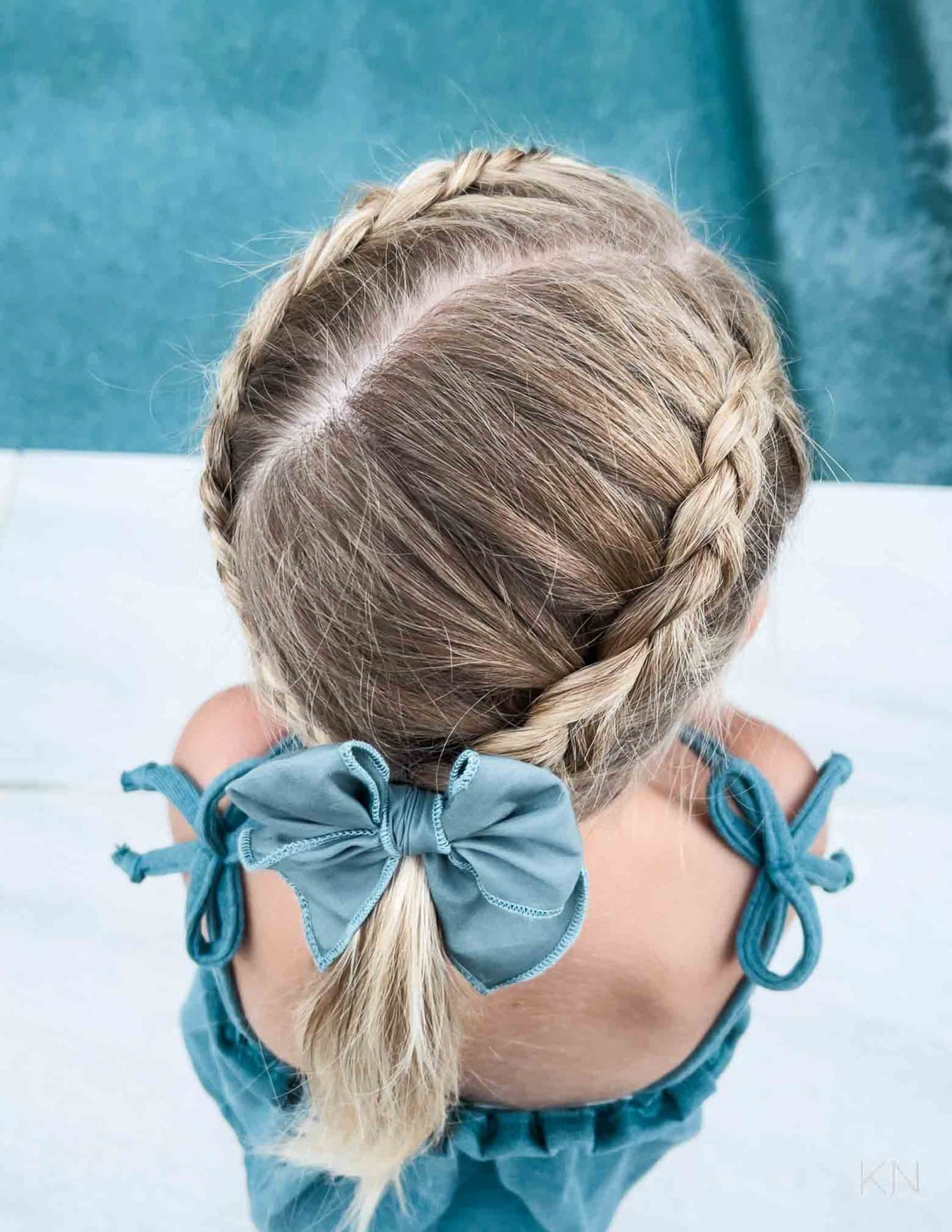 Mid-Back Dutch Braids Into Ponytail With Bow Mid-Back Dutch Braids Into Ponytail With Bow — Simple Little Girl Hairstyles
