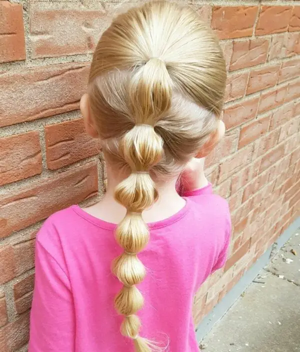 Mid-Back Bubble Ponytail Mid-Back Bubble Ponytail — Simple Little Girl Hairstyles