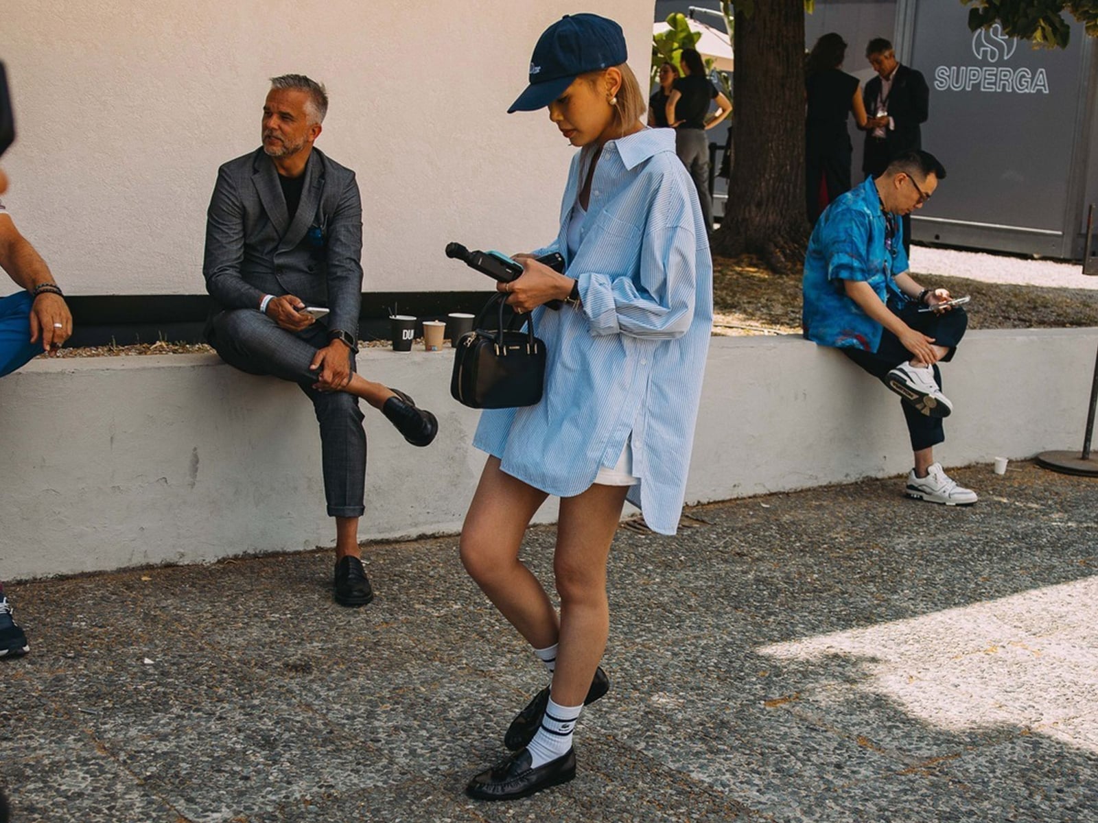 Black Loafers with Oversized Shirt and Mini Skirt — Simple Loafer Outfits