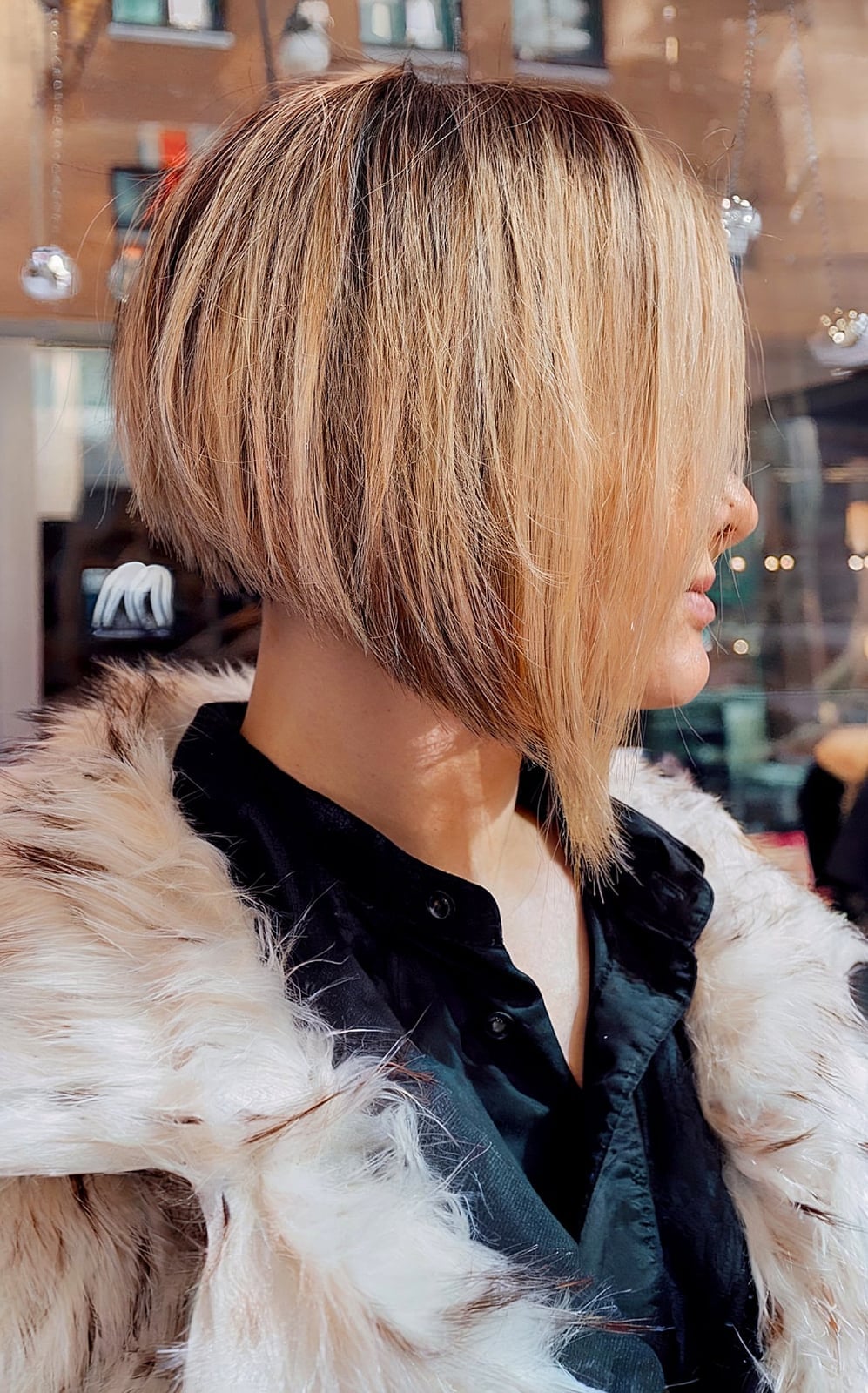 Chin Length Angled Bob Dark Brown Chin Length Angled Bob Dark Brown — Simple Long Bob Hairstyles