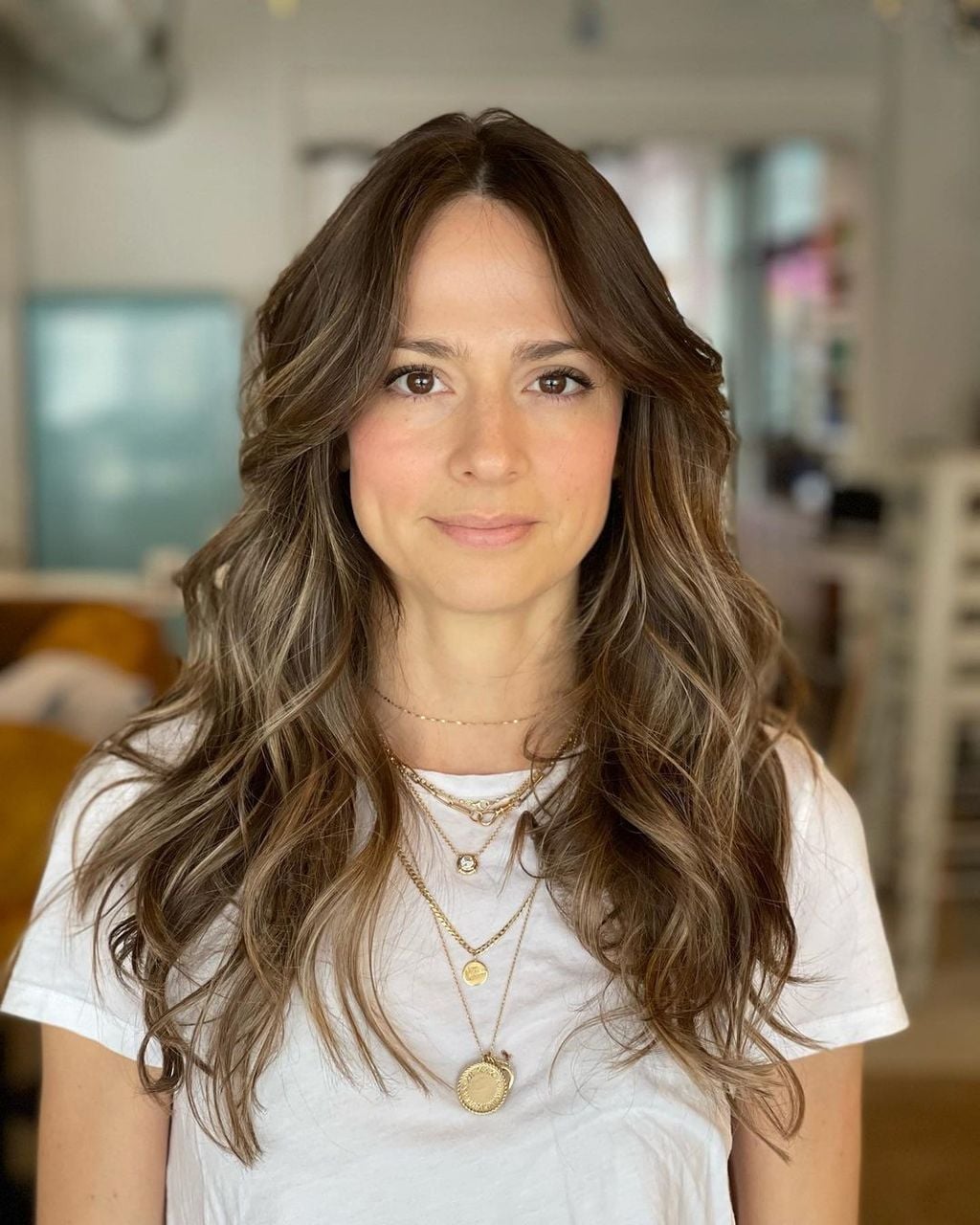 Mid-Back Medium Brown With Curtain Bangs Mid-Back Medium Brown With Curtain Bangs — Simple Long Haircuts