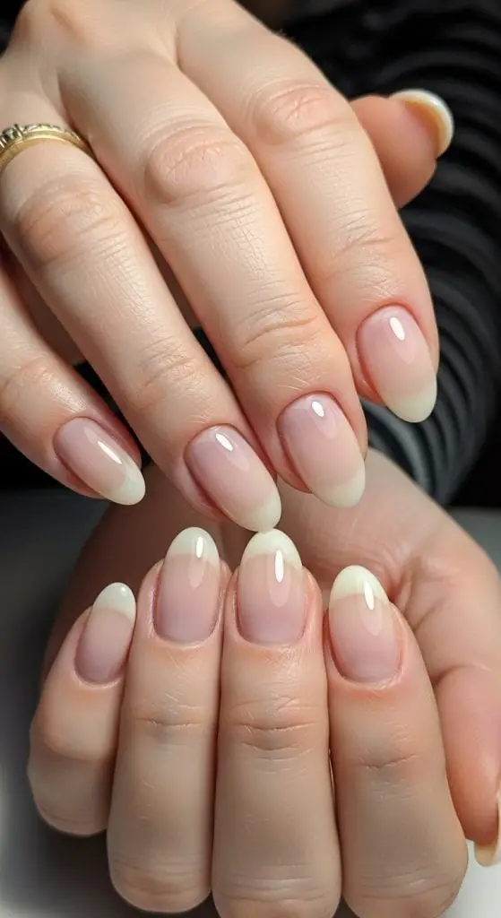 Milky Pink Sheer Medium Almond Nails Milky Pink Sheer Medium Almond Nails — Simple Looks Nail
