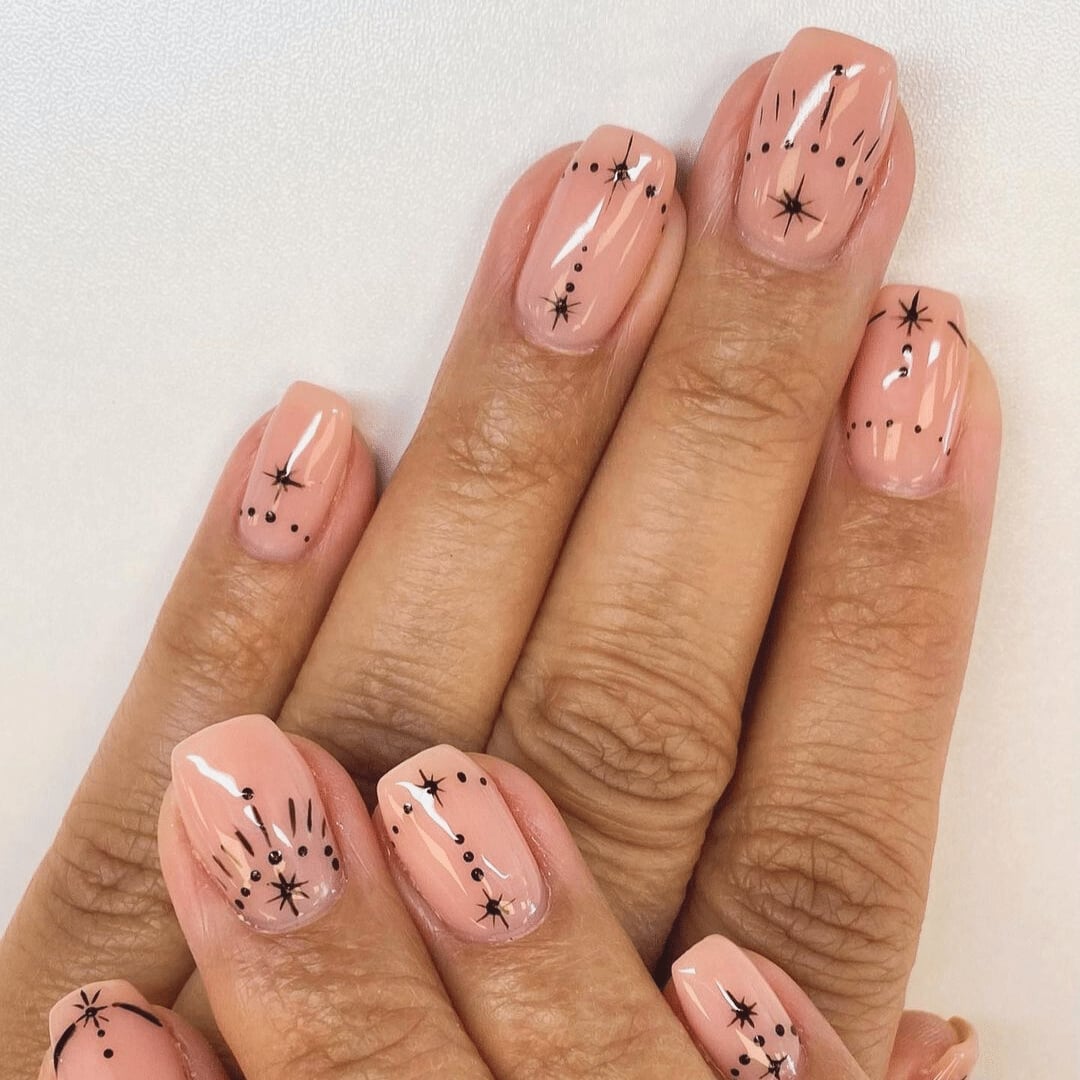 Blue Two-Tone Polka Dot Short Square Nails Blue Two-Tone Polka Dot Short Square Nails — Simple Looks Nail