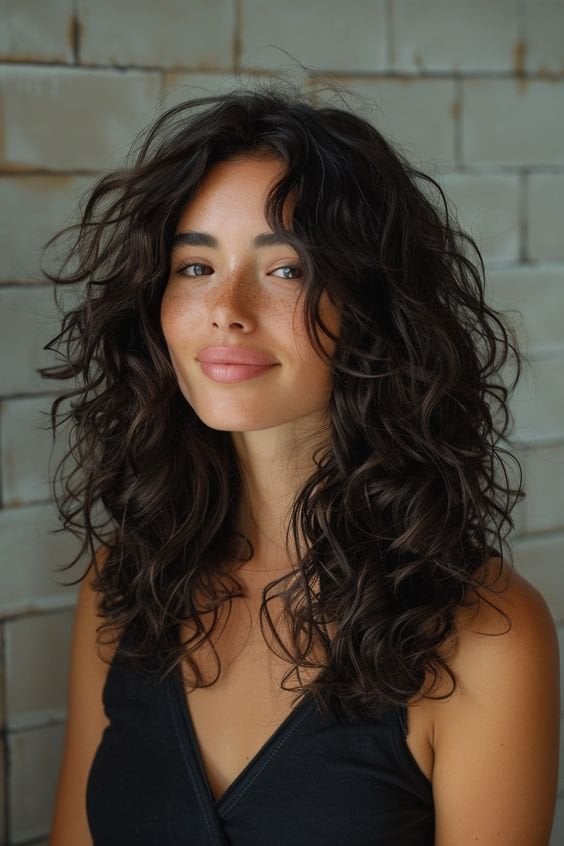 Mid-Back Length Hair With Long Layers And Curtain Bangs Mid-Back Length Hair With Long Layers And Curtain Bangs — Simple Low Maintenance Haircuts