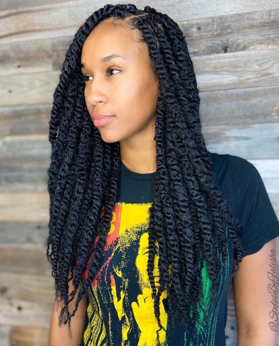 Voluminous Mid-Back Loose Twists — Simple Marley Twists Hairstyles