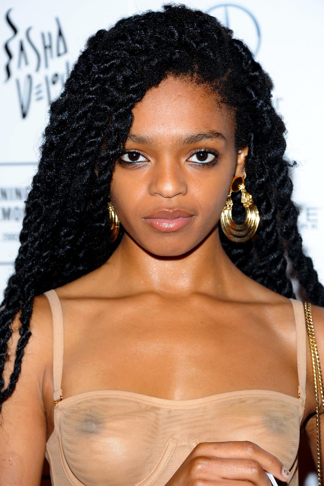 Mid-Back Loose Twists With Decorative Ribbon — Simple Marley Twists Hairstyles