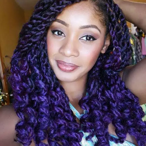 Mid-Back Twists With Vibrant Purple Ombre — Simple Marley Twists Hairstyles