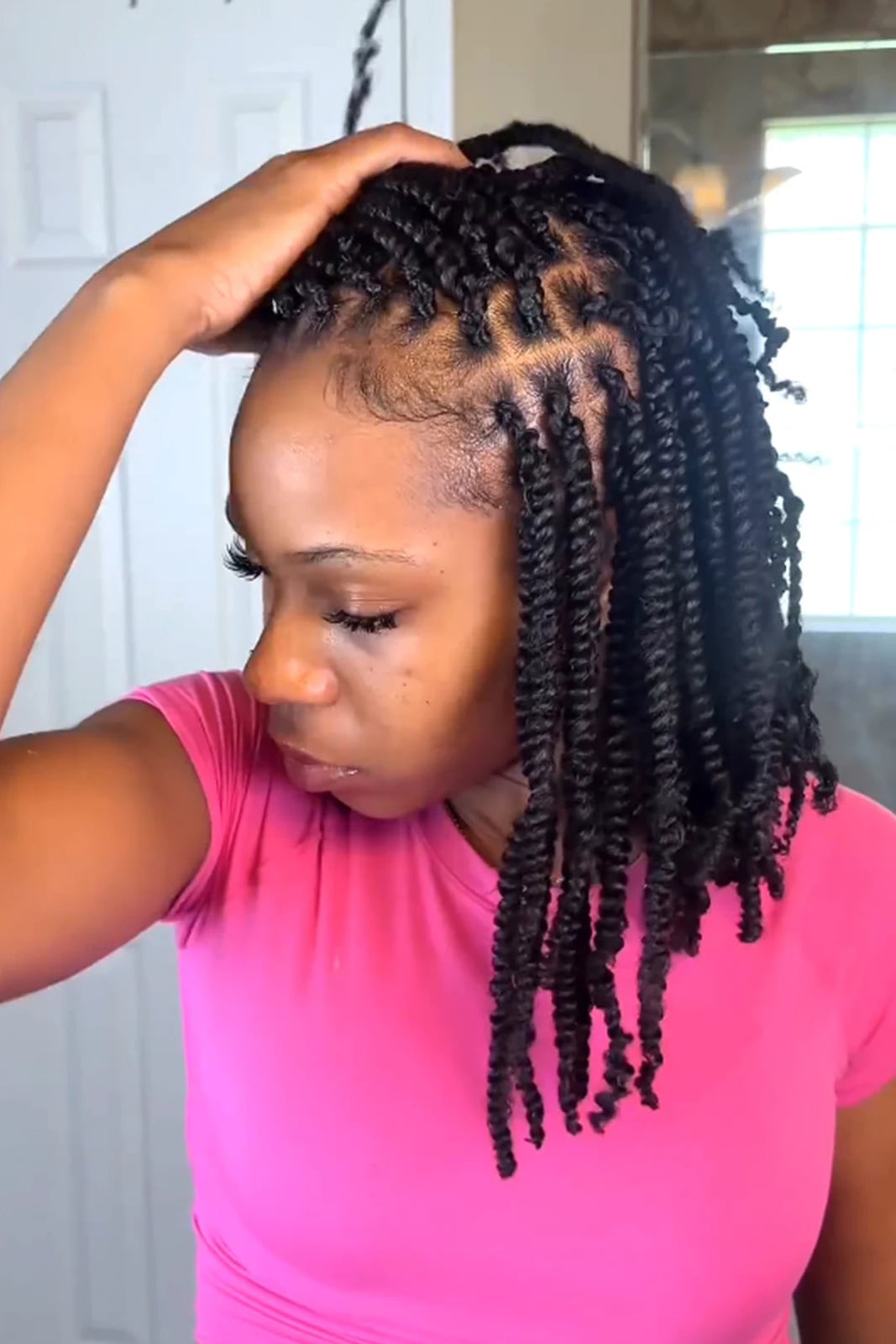 Collarbone Length Coily Twists With Grid Parting — Simple Marley Twists Hairstyles