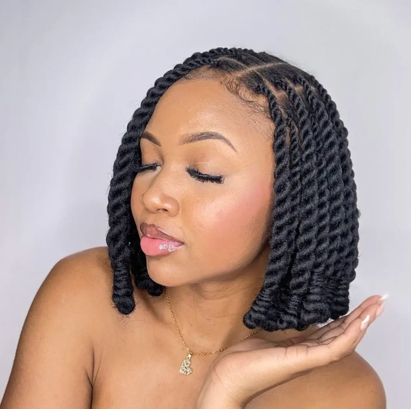 Collarbone Length Wavy Twists With Baby Hairs — Simple Marley Twists Hairstyles