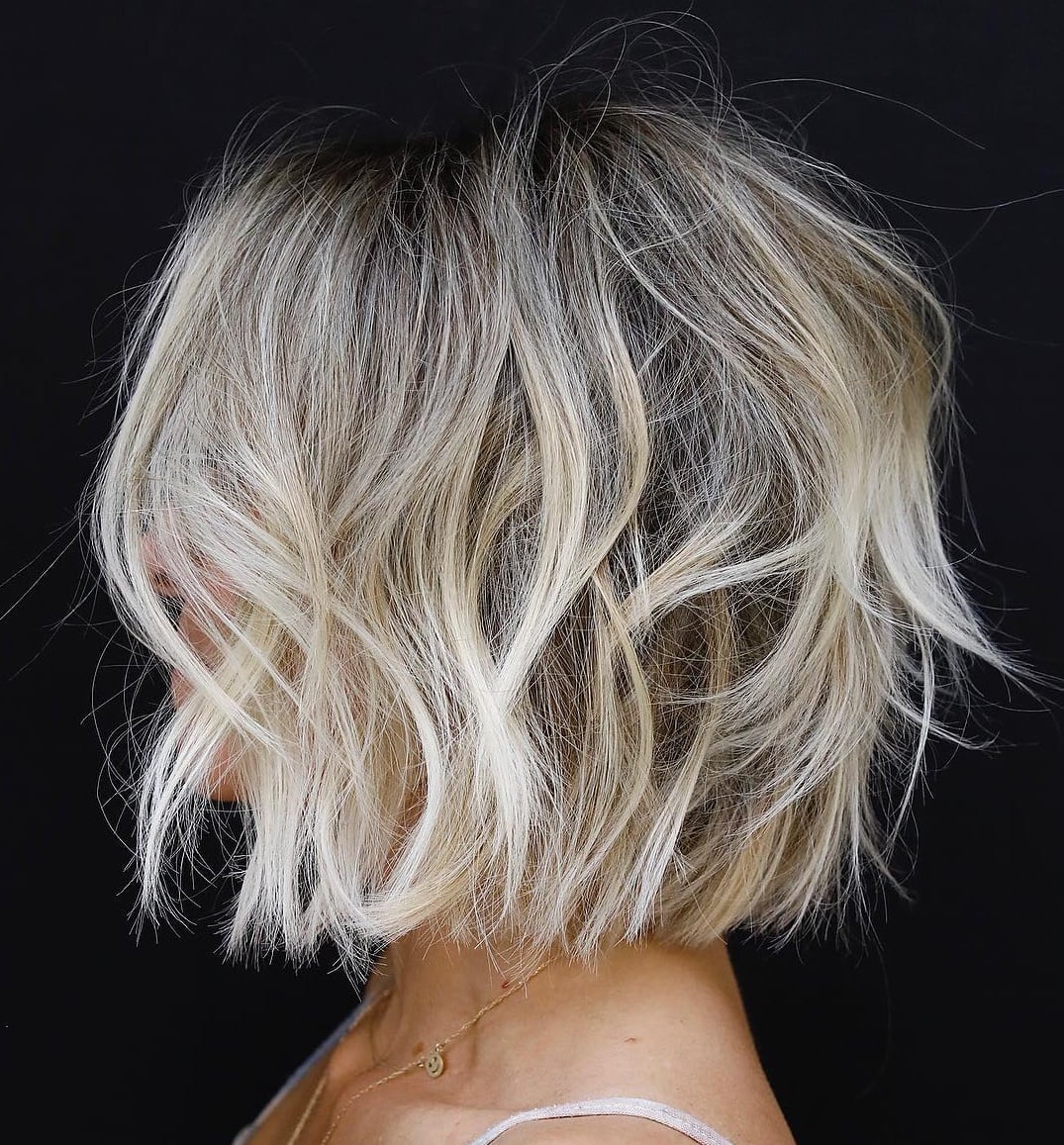 Textured Ash Blonde Collarbone Bob Textured Ash Blonde Collarbone Bob — Simple Medium Bob