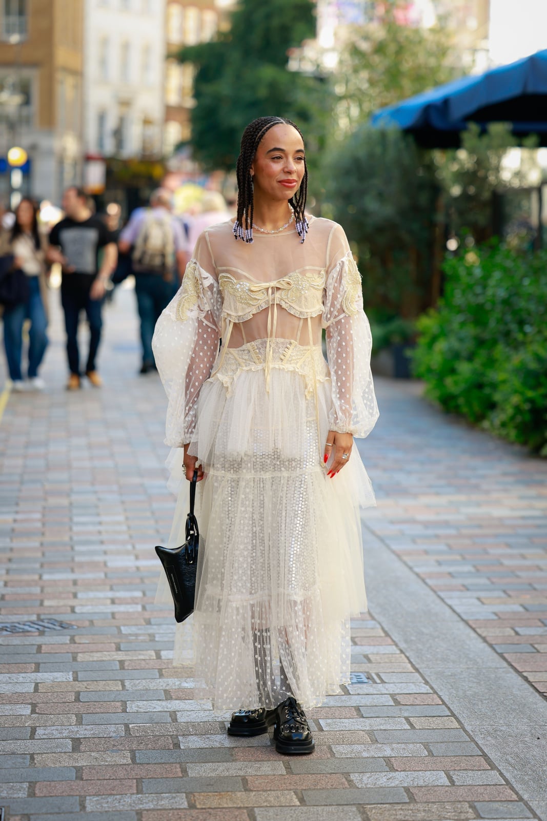 Sheer Layered Dress with Platform Shoes Sheer Layered Dress with Platform Shoes — Simple Mesh Top Outfits