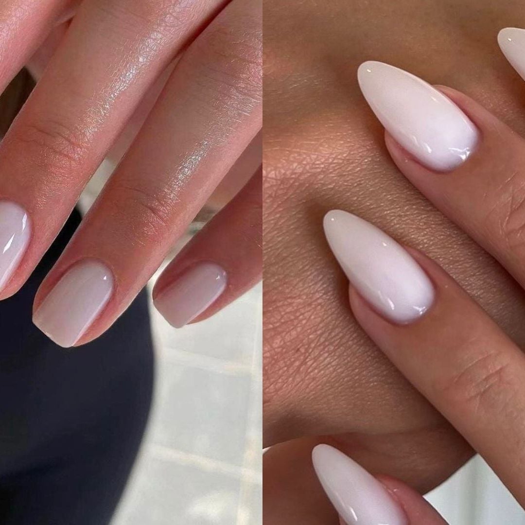 Thin White French Tip Milky White Almond Nails, миндаль Thin White French Tip Milky White Almond Nails, миндаль — Simple Milky White Nails