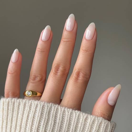 Translucent Milky White Medium Almond Nails Translucent Milky White Medium Almond Nails — Simple Milky White Nails