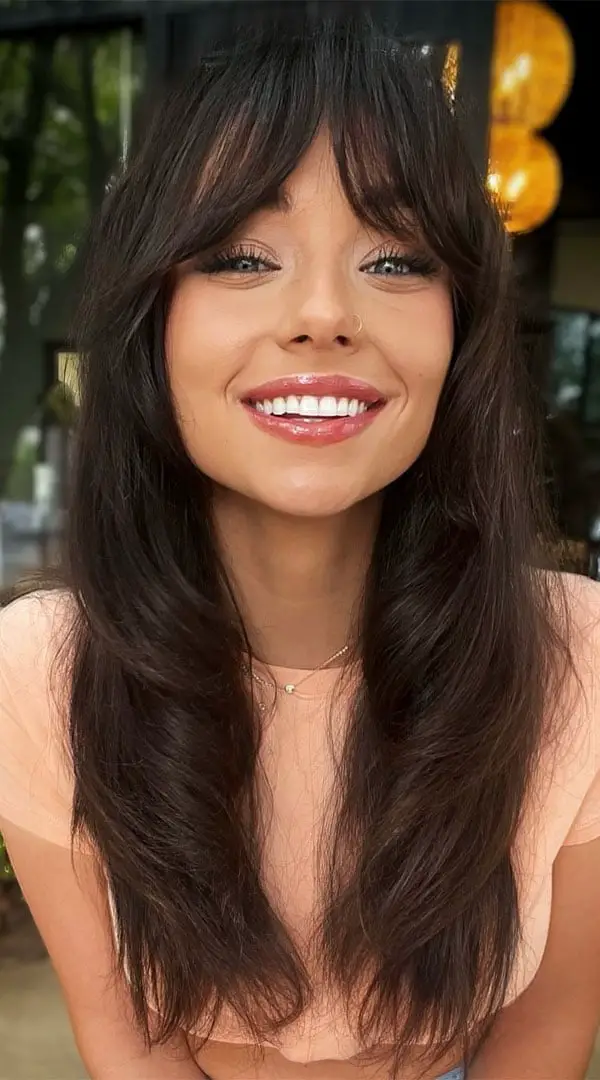 Mid-Back Mocha With Face-Framing Layers — Simple Mocha Hair