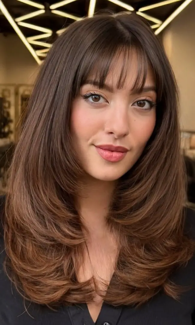 Collarbone Layers With Wispy Bangs — Simple Mocha Hair