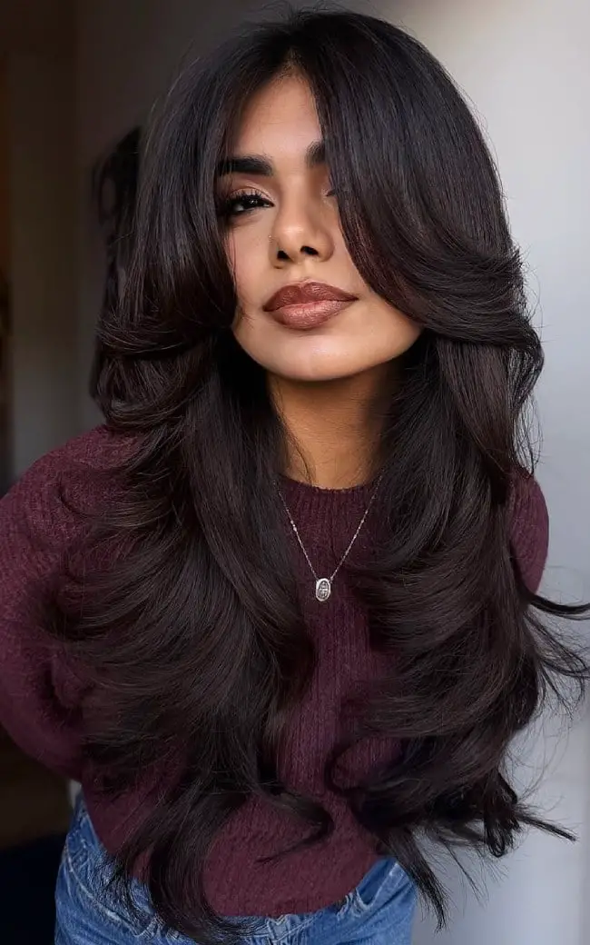 Mid-Back Mocha Brown With Face-Framing Volume — Simple Mocha Hair