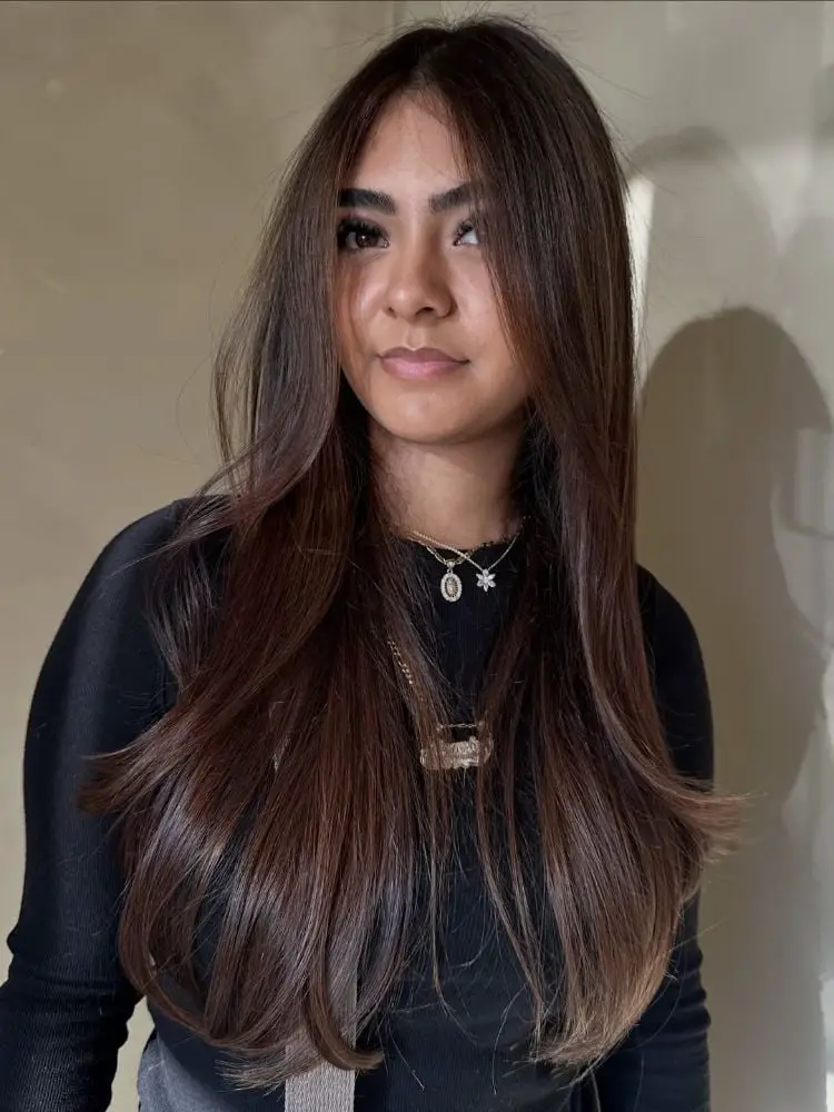 Deep Mocha Blowout With Subtle Waves — Simple Mocha Hair