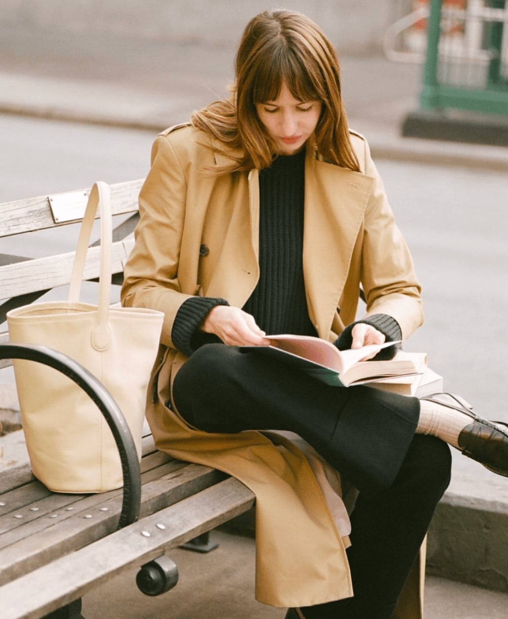 Beige Trench Coat Over Black Knit Sweater Beige Trench Coat Over Black Knit Sweater — Simple Money Piece