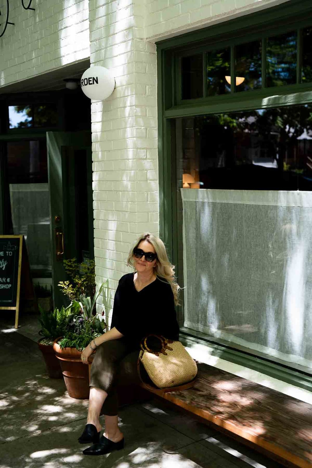 Black Slip-On Mules With Olive Green Pants Black Slip-On Mules With Olive Green Pants — Simple Mules Outfits