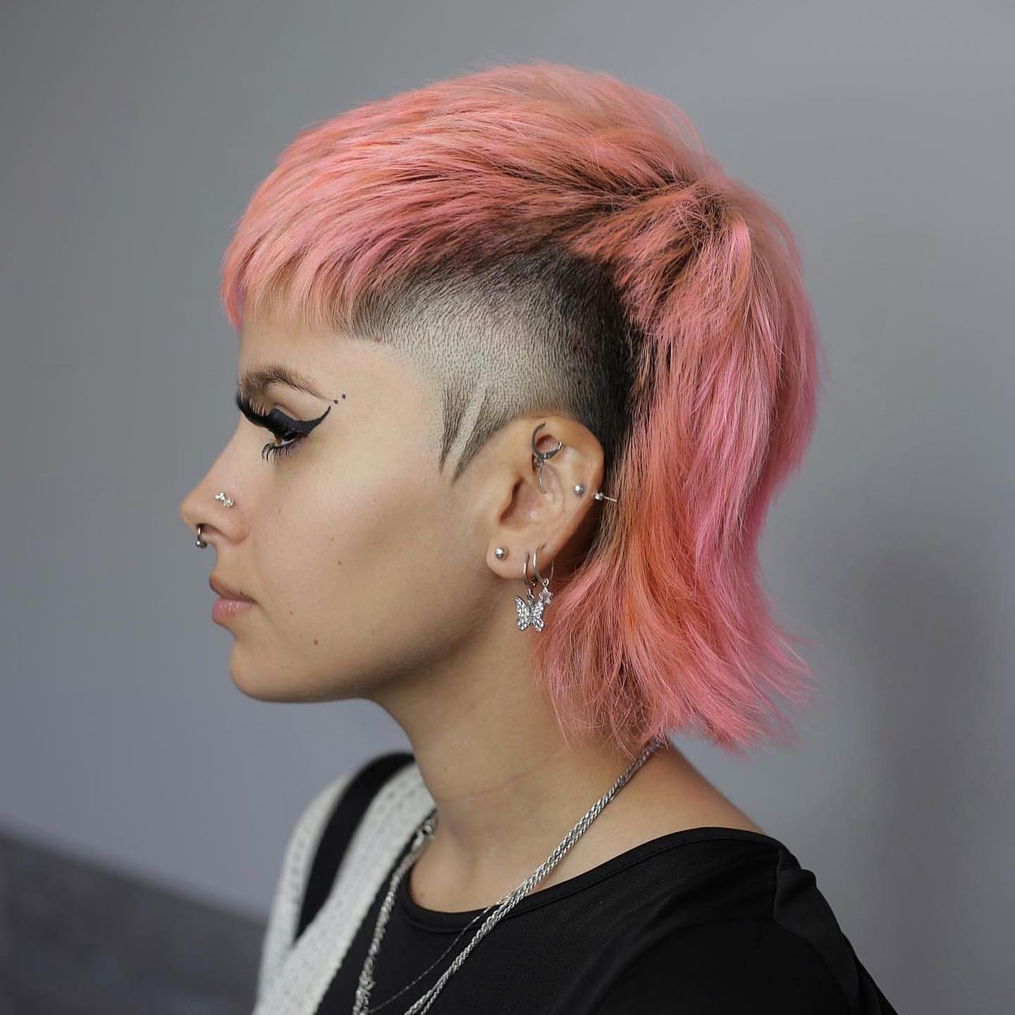 Short Pink Mullet With Micro Bangs Undercut — Simple Mullet Hairstyles