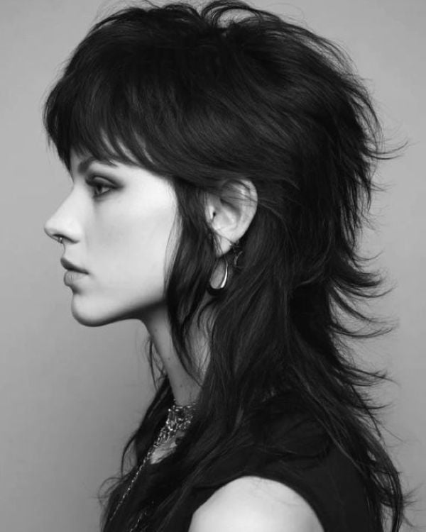 Dark Brown Mullet With Shaggy Bangs — Simple Mullet Hairstyles