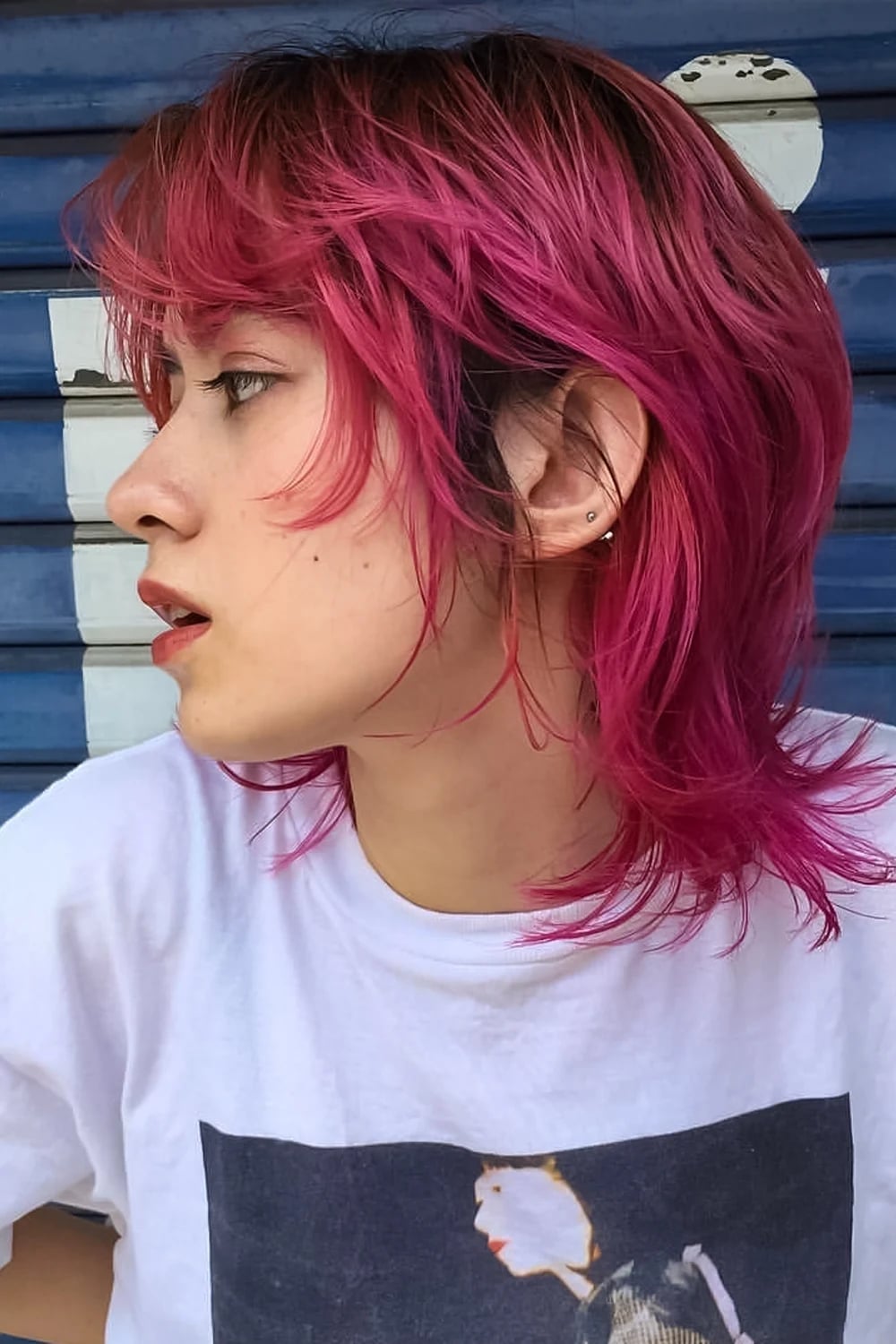 Vibrant Pink Mullet With Wispy Bangs — Simple Mullet Hairstyles
