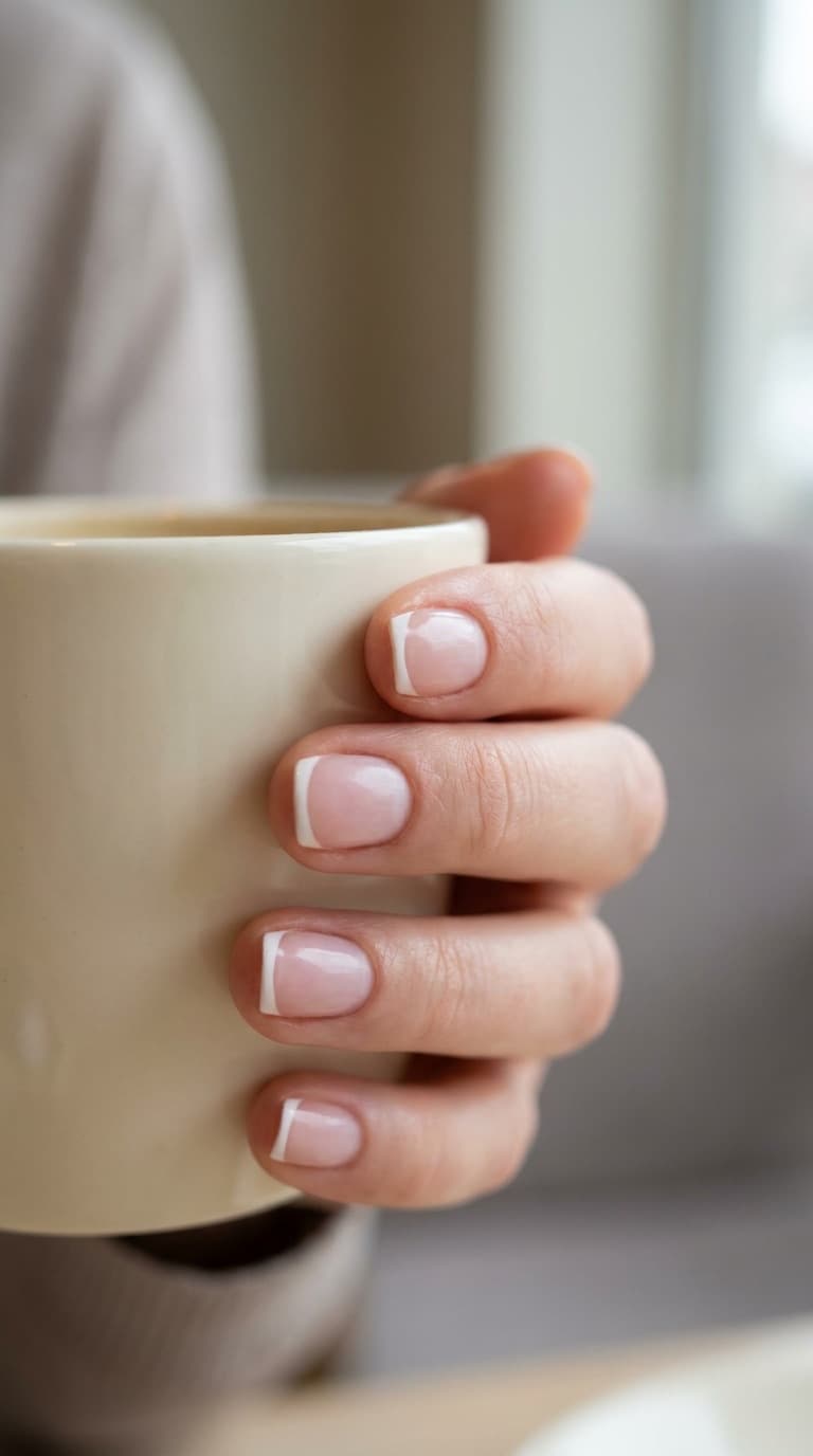 Classic French Short Square Nails — Simple Nail Colors