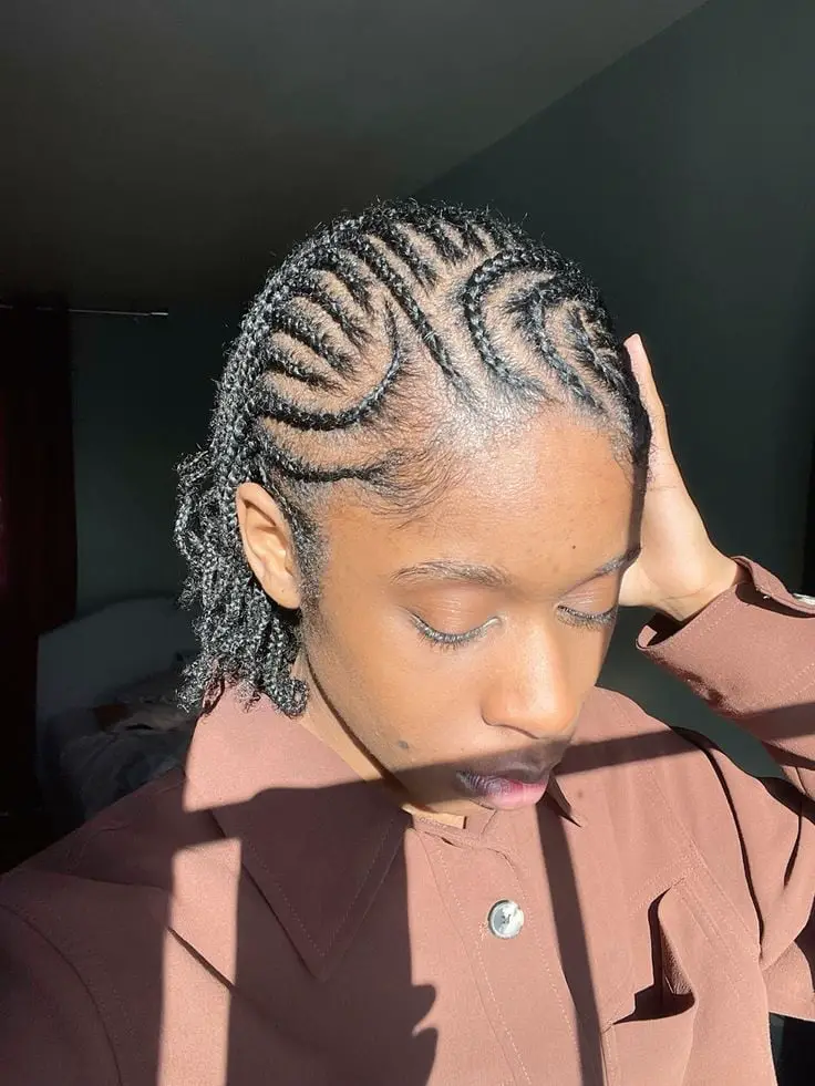 Short Black Cornrow Braids Geometric Pattern — Simple Natural Hair Braids